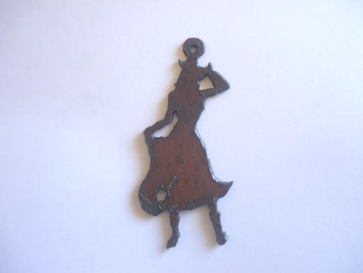 Cowgirl metal cutout pendant #RR013L - Click Image to Close